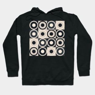 Retro Square and Circle Tile Black Cream and Slate Hoodie